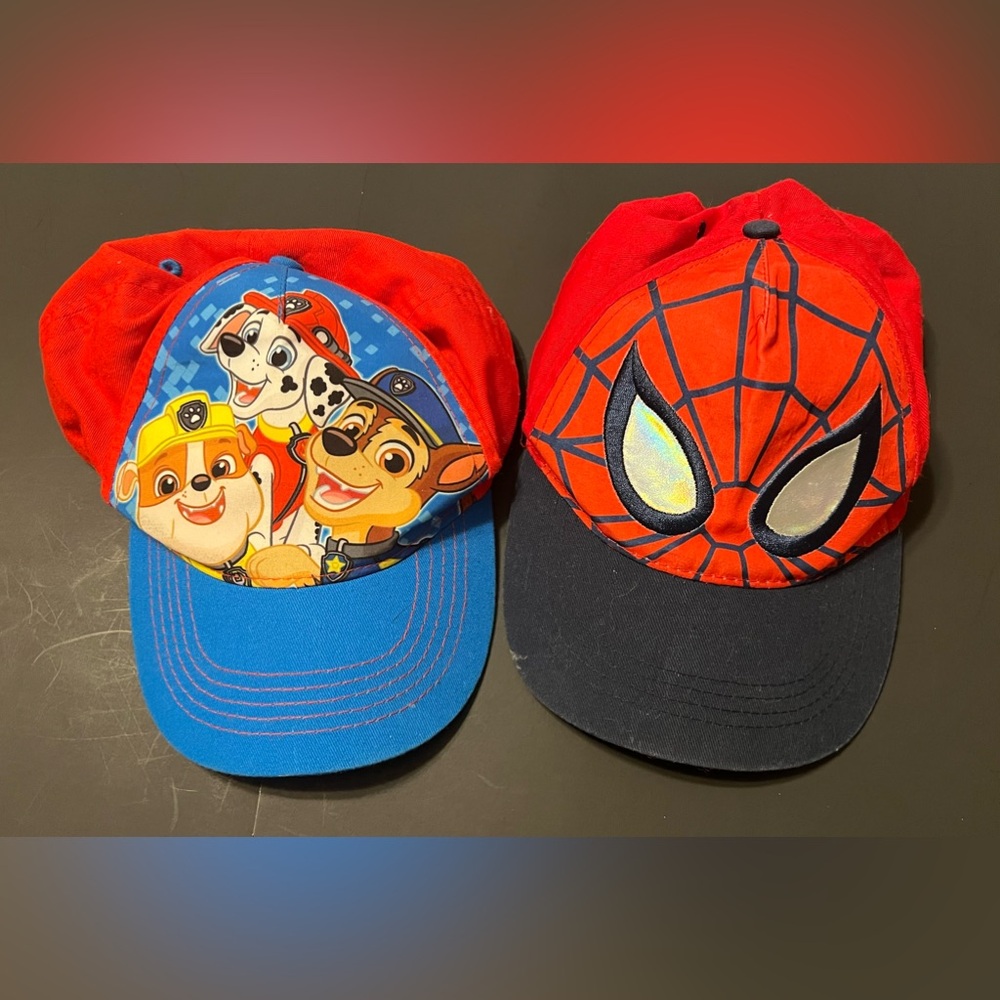 Set Of 2 Boys Baseball Caps One Paw Patrol And One Spider-Man Both Snap back